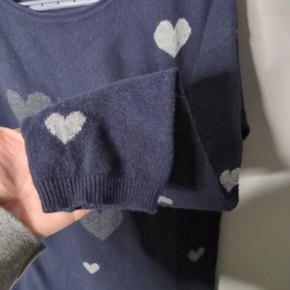 Benedetta B. Wool/Cashmere Crewneck Navy Heart Sweater Size Small - Picture 4 of 7